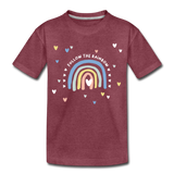 Follow The Rainbow Kinder Premium T-Shirt - Bordeauxrot meliert