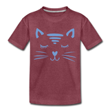 Katze Kinder Premium T-Shirt - Bordeauxrot meliert