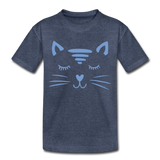 Katze Kinder Premium T-Shirt - Blau meliert