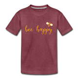 Bee Happy Kinder Premium T-Shirt - Bordeauxrot meliert