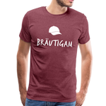 Bräutigam Männer Premium T-Shirt - Bordeauxrot meliert