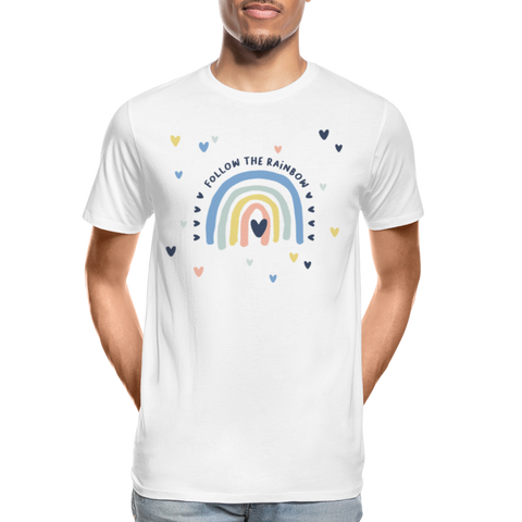 Follow The Rainbow Männer Premium Bio T-Shirt - Weiß