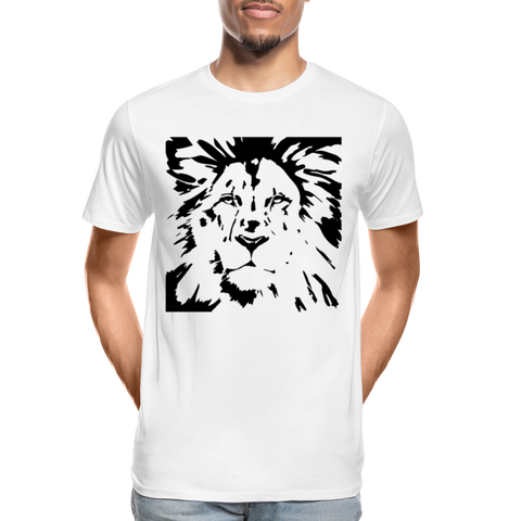 Löwe Männer Premium Bio T-Shirt - Weiß