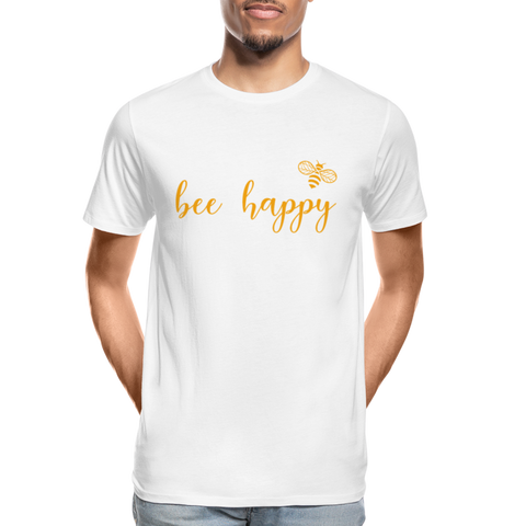 Bee Happy Männer Premium Bio T-Shirt - Weiß