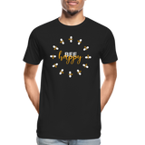 Bee Happy Männer Premium Bio T-Shirt - Schwarz