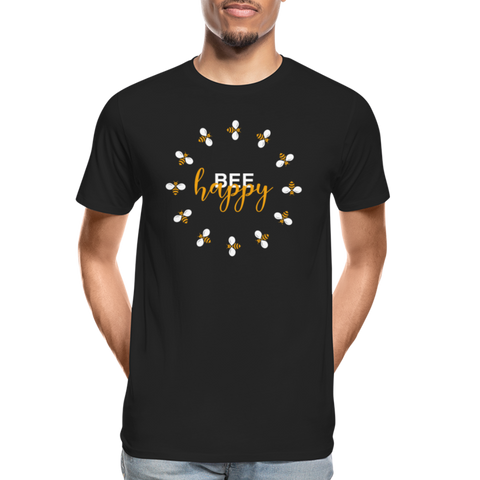 Bee Happy Männer Premium Bio T-Shirt - Schwarz