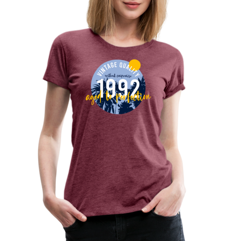 1992 Frauen Premium T-Shirt - Bordeauxrot meliert