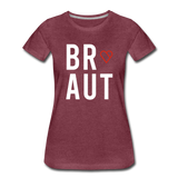 Braut Frauen Premium T-Shirt - Bordeauxrot meliert