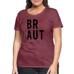 Braut Frauen Premium T-Shirt - Bordeauxrot meliert