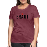 Braut Frauen Premium T-Shirt - Bordeauxrot meliert