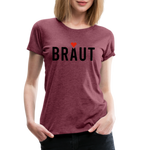 Braut Frauen Premium T-Shirt - Bordeauxrot meliert