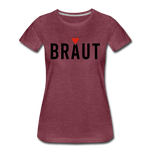 Braut Frauen Premium T-Shirt - Bordeauxrot meliert